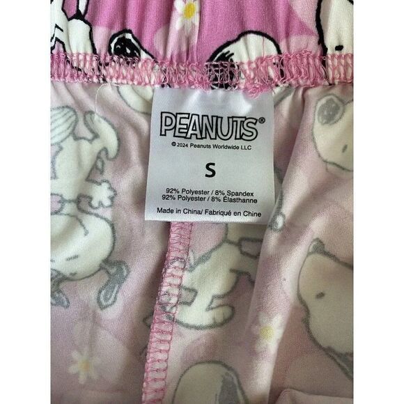 Peanuts SNOOPY Pink Women’s Sz S Pajama PJ Set Pants Long Sleeve Soft Daisies - Picture 8 of 10
